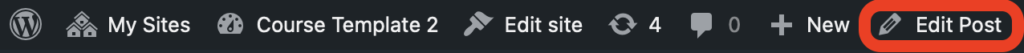 The black bar at the top of a post, with the Edit Post link